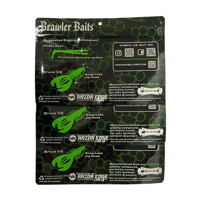 Custom Print Vista Window Fishing Lure Worms Baits Mylar Package Zip Bag